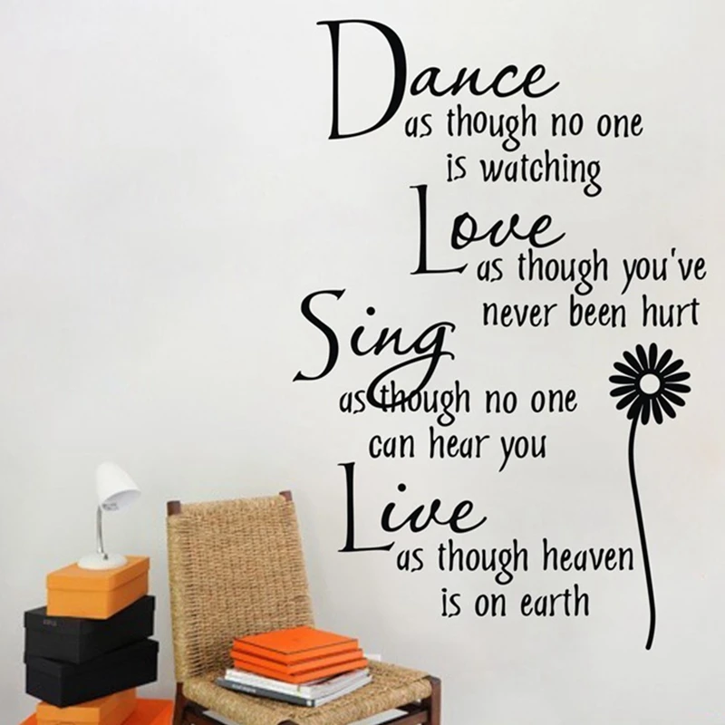 

Free Shipping large size 100x65cm "Dance Love Sing Live"Wall Stickers English Wall Quotes /Vinyl Wall Home Decor Decals ,q0121L
