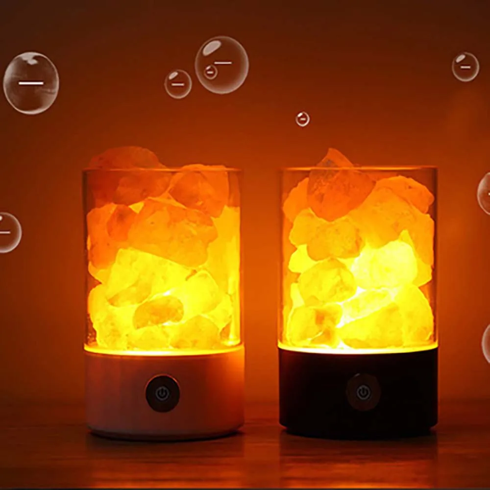 

Himalayan Crystal Salt Lamp USB 7 Color LED Night Light Natural Air Purifier Mood Creator Lights bedroom bedside table lamp