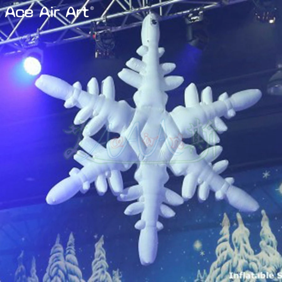 

3m H Classical shaped white oxford inflatable snowflake,ceiling air balloon nicely for indoor or outdoor decoration