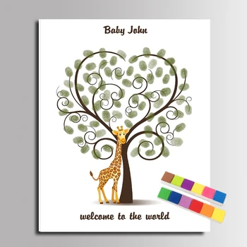 

Baby Shower Fingerprint Love Tree Painting Giraffe DIY Guest Book Shower Birthday communion fingerprint Souvenir wedding gift