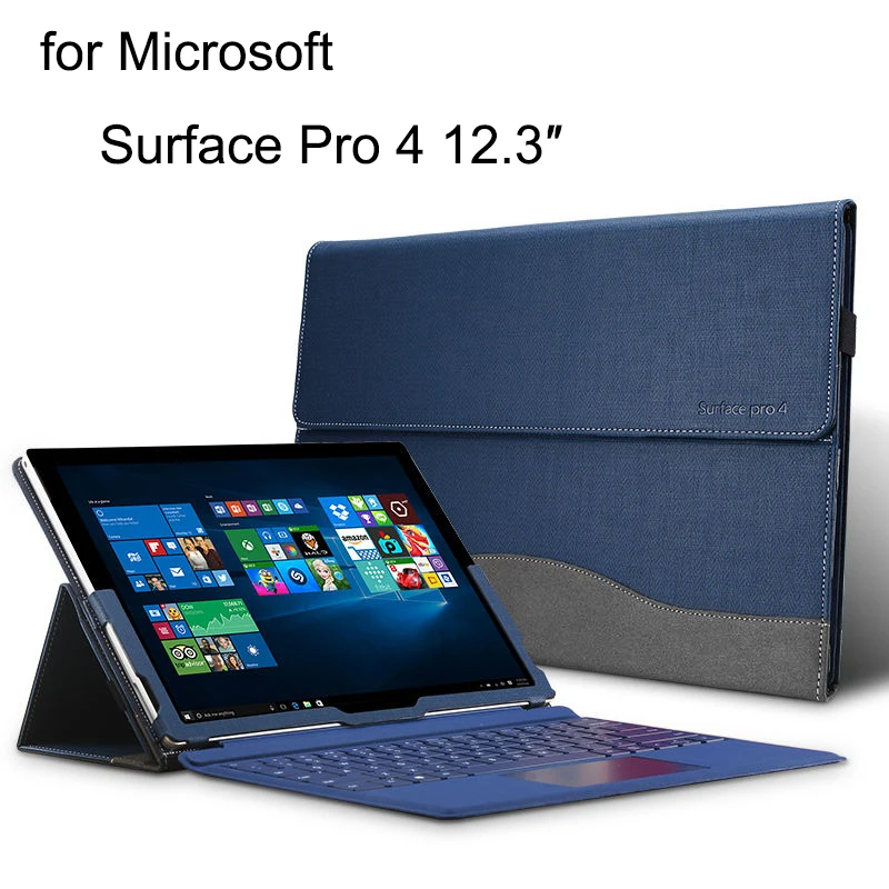

Case for Microsoft Surface Pro 4/5 Tablet PU Leather Folio Protective Stand Covers Bag Skin Compatible with Original Keyboard