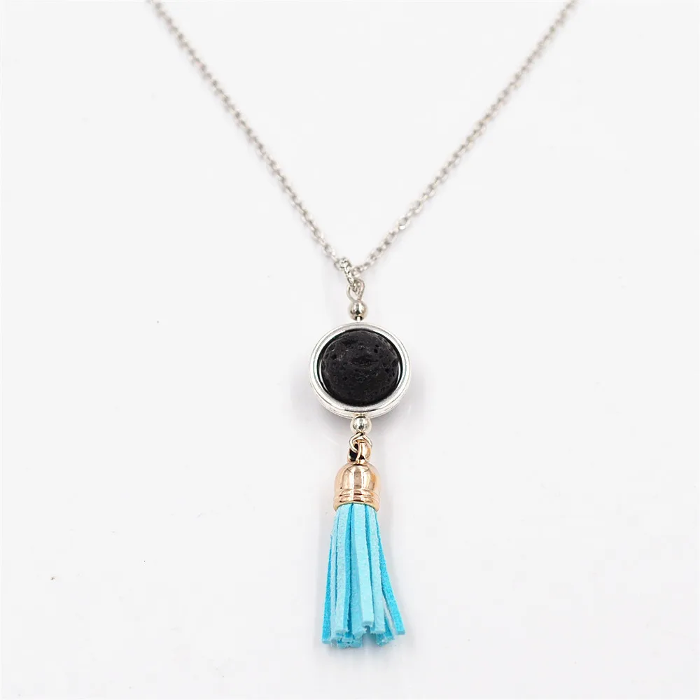 

10pcs)Nature Lava Stone Essential Oil Diffuser Necklace Aromatherapy Jewelry Minimalist Lava Stone Taseel Diffuser Necklace
