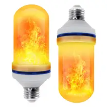 E27 85-265 в Светодиодная лампа с эффектом пламени, датчик гравитации, Кукурузные лампы, имитирующая декоративный светильник, Динамический свет, 4 режима, креативная лампа
