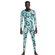 Мужское термобелье набор хлопок камуфляж печать Домашняя одежда тонкие базовые кальсоны мужские леггинсы, рубашка теплое нижнее белье костюм