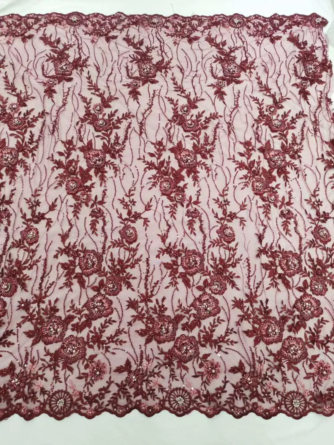 Последние винно-красные кружева ткани высокого качества Африканские кружева ткань для свадебного платья французский Тюль Кружева