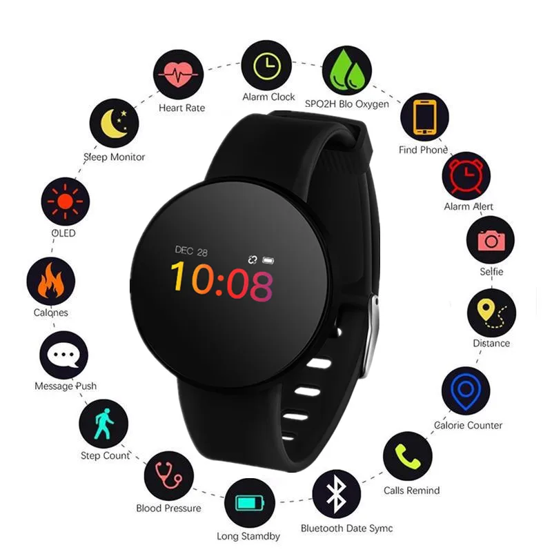 

Heart Rate Monitor Smart Watch Men Women Blood Pressure Pedometer Running OLED Touch Smartwatch Waterproof Fitness Sport Watch