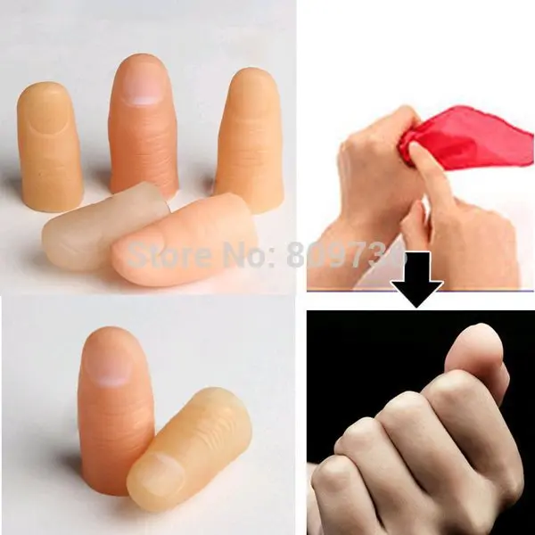 

10Pcs Fake Soft Thumb Tip Finger Fake Magic Trick Close Up Vanish Appearing Finger Trick Props Toy Funny Prank Party WYQ