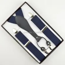 Взрослые/мужские 3,5 см ширина регулируемые четыре зажима на спине Твердые nave bule Эластичные подтяжки для отца/дедушки подарки