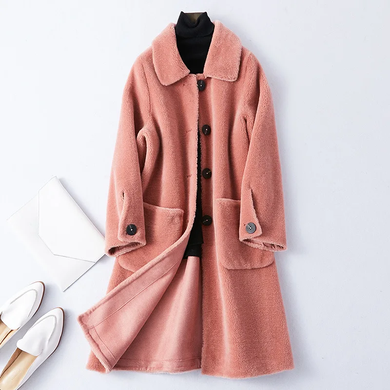 DUOUPA Woman's Mid-length real fur coat Loose Thicker Granular Wool  Fur Coat parka natural fur abrigo mujer winter coat women