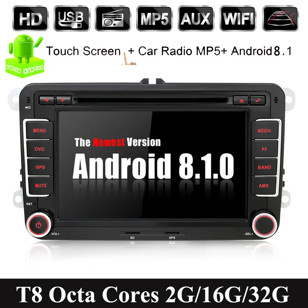 2 الدين الثماني النواة لفولكس واجن جولف/بولو سيدان/T5/تيغوان/باسات/العلبة راديو wifi بلوتوث DAB OBD 4G
