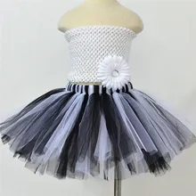 Черно-белая юбка для девочки 1-10 лет мини юбка новинка детская пачка для девочек танцевальная одежда красивая юбка принцессы с тюлевым подюбником юбка пачка