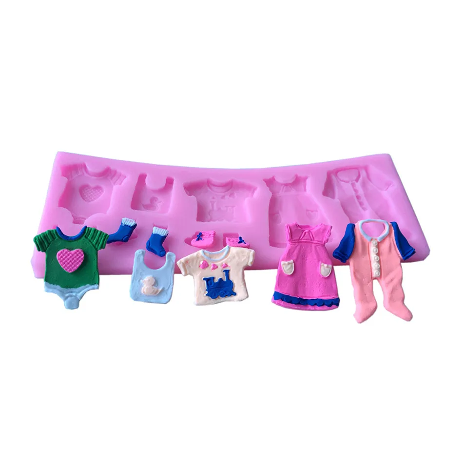 

TTLIFE 3D Baby Clothes DIY Silicone Mould Bib socks Fondant Cake Decorating DIY Mold Pastry Chocolate Baking Tool Kitchen Gadget