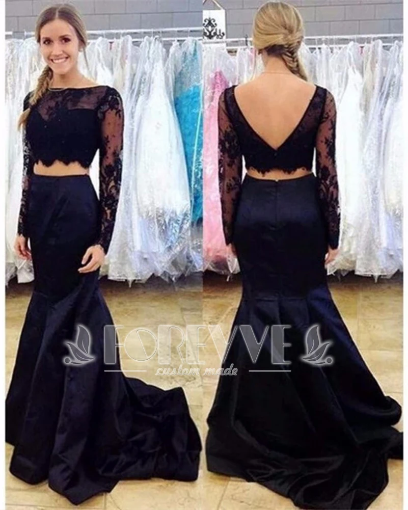 élite Canberra Una herramienta central que juega un papel importante. Vestido De Fiesta De 2 Piezas De Encaje Negro, Manga Larga, Transparente,  Sin Espalda, 2019 - Vestidos De Baile - AliExpress