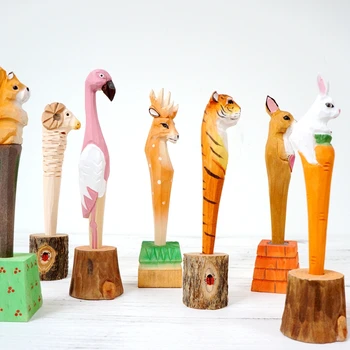 

Coloffice Creative Wood Carving pen base Personal stationery ballpoint pen base green and red color school office supplies 1PCS