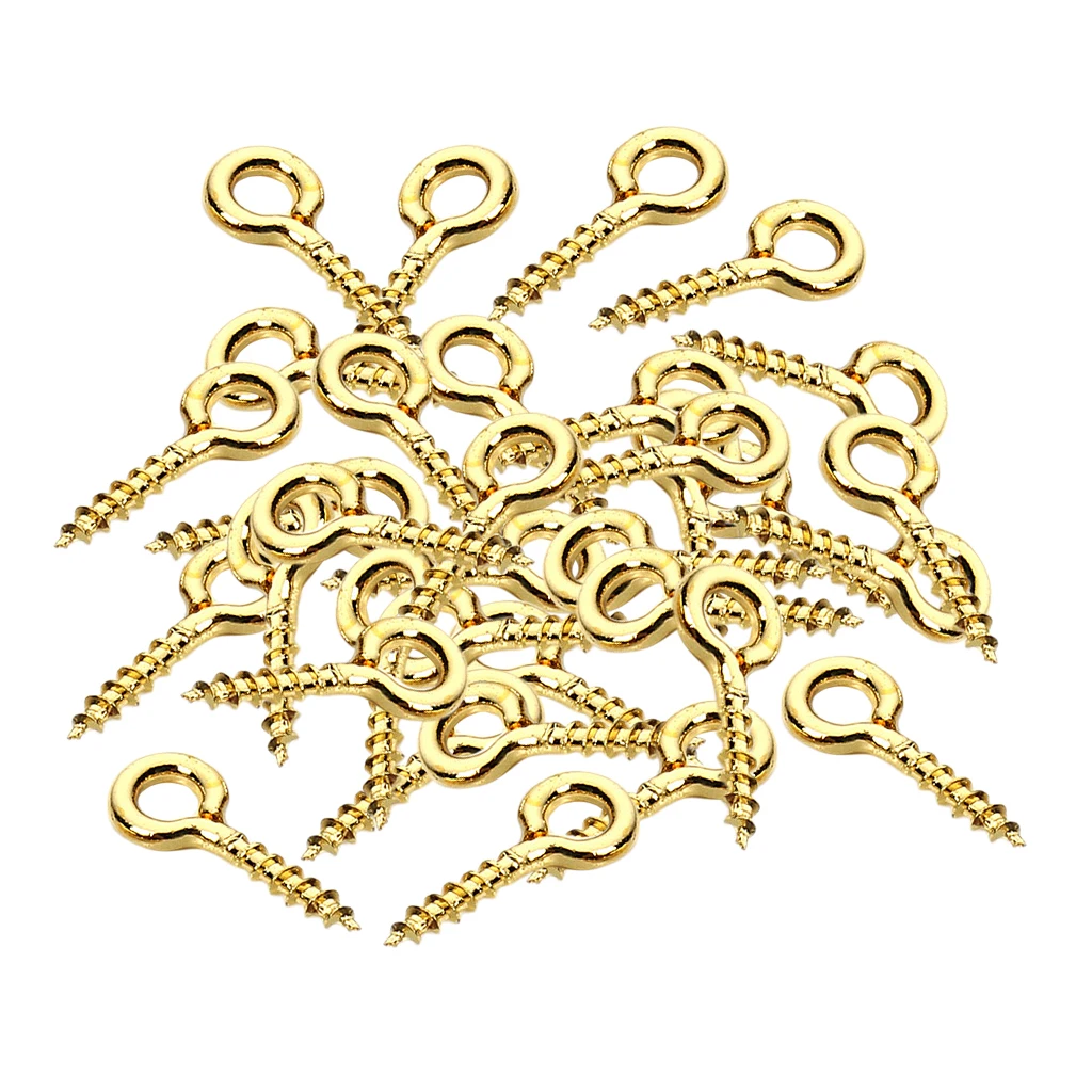 50pcs Gold Screw Eye Pins Eyelets Screw for Keychain Clay Jewelry Assortment