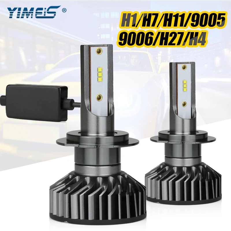 

Yimeis 1 Pair H1 H4 H7 H11 LED Car Headlight Bulbs Car Light Canbus ZES Lamp Beads 9005 9006 6500K White 12V Auto LED Headlamp