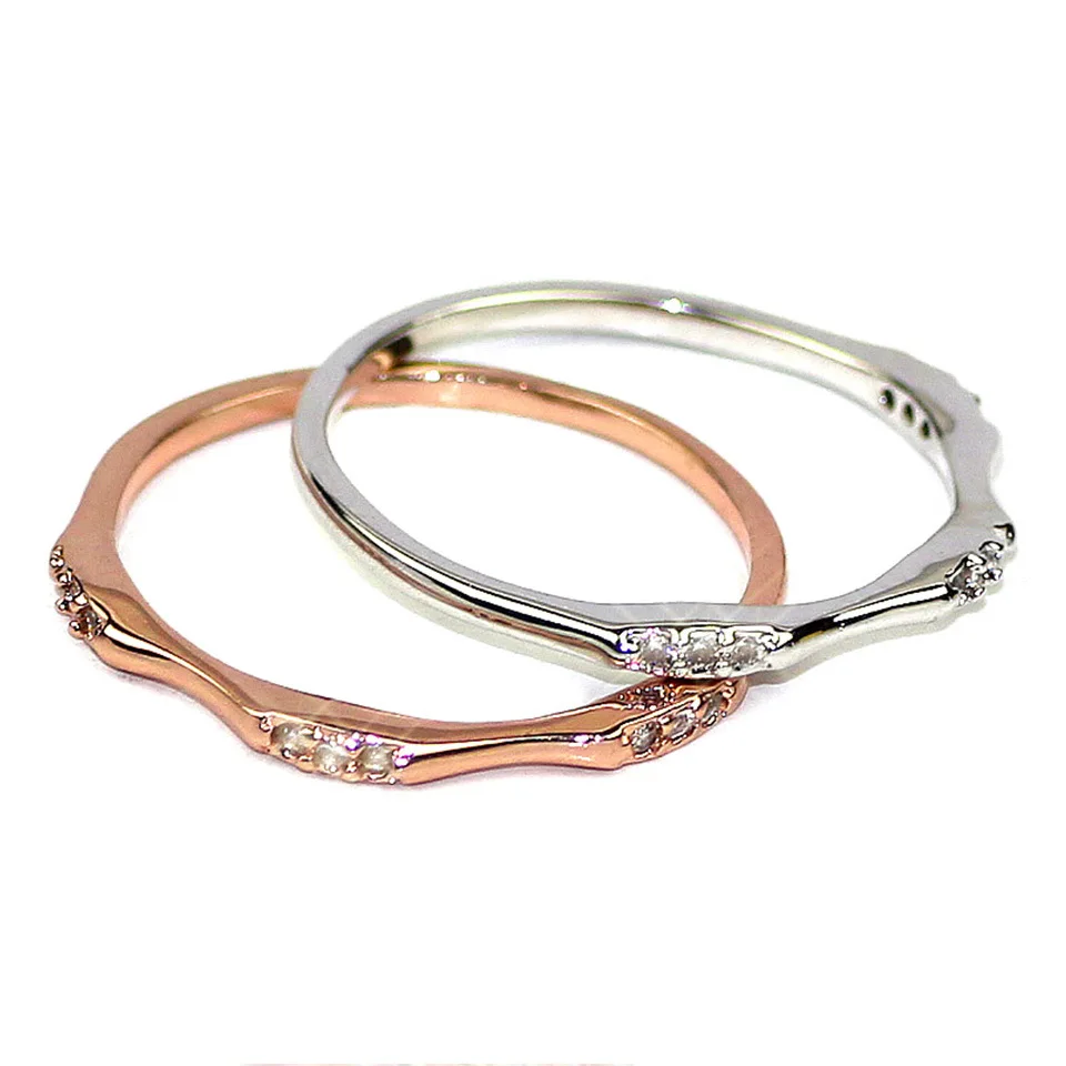 Narrow Tail Ring Finger Silver Rings Female Rose Gold Color with Cubic