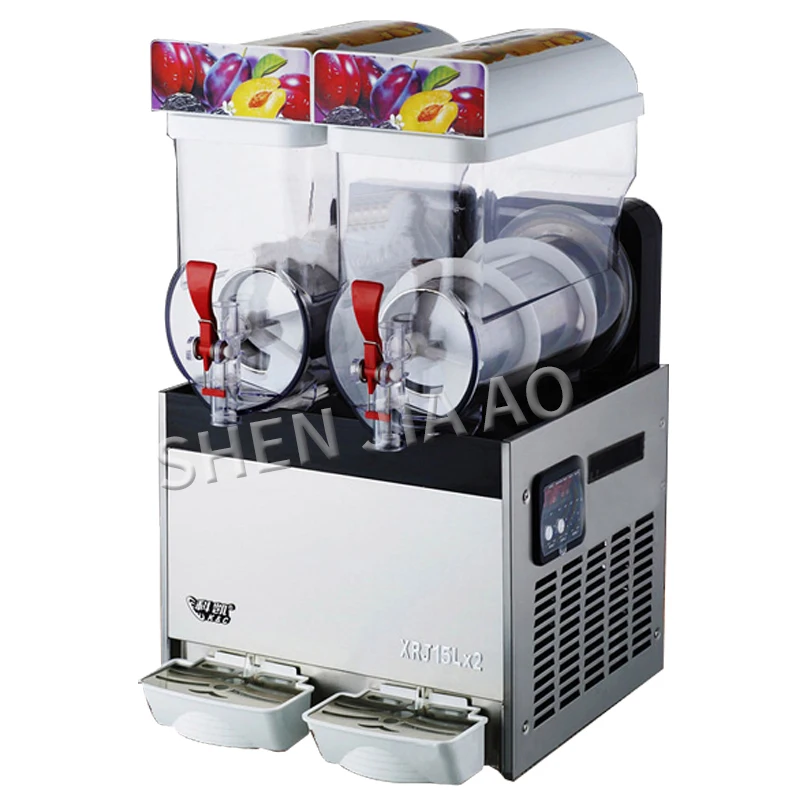 

220-240V double cylinder snow melting machine 2 Tanks of Commercial ice Slush Machine 15L*2 Beverage Juice container XRJ-15LX2