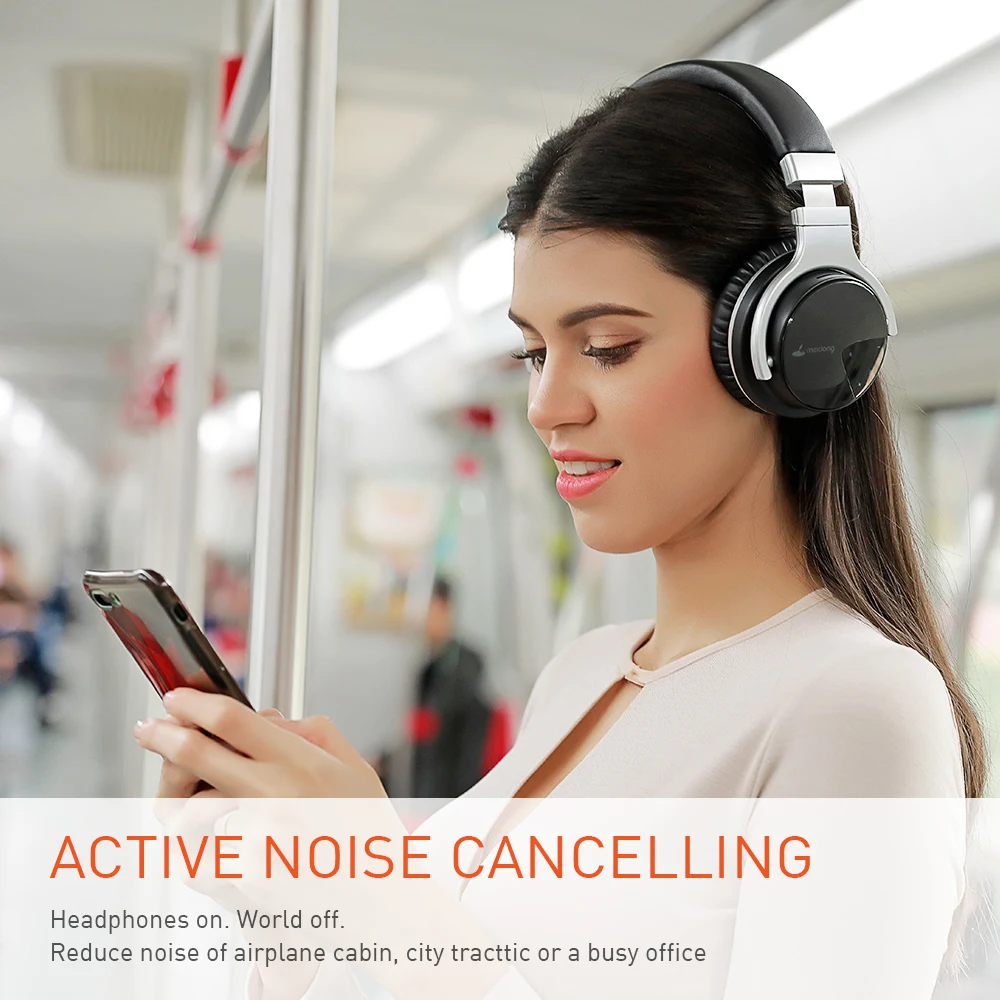  Meidong E7B Bluetooth Headphones Active Noise Cancelling Headphone Wireless Headset 30 hours Over e