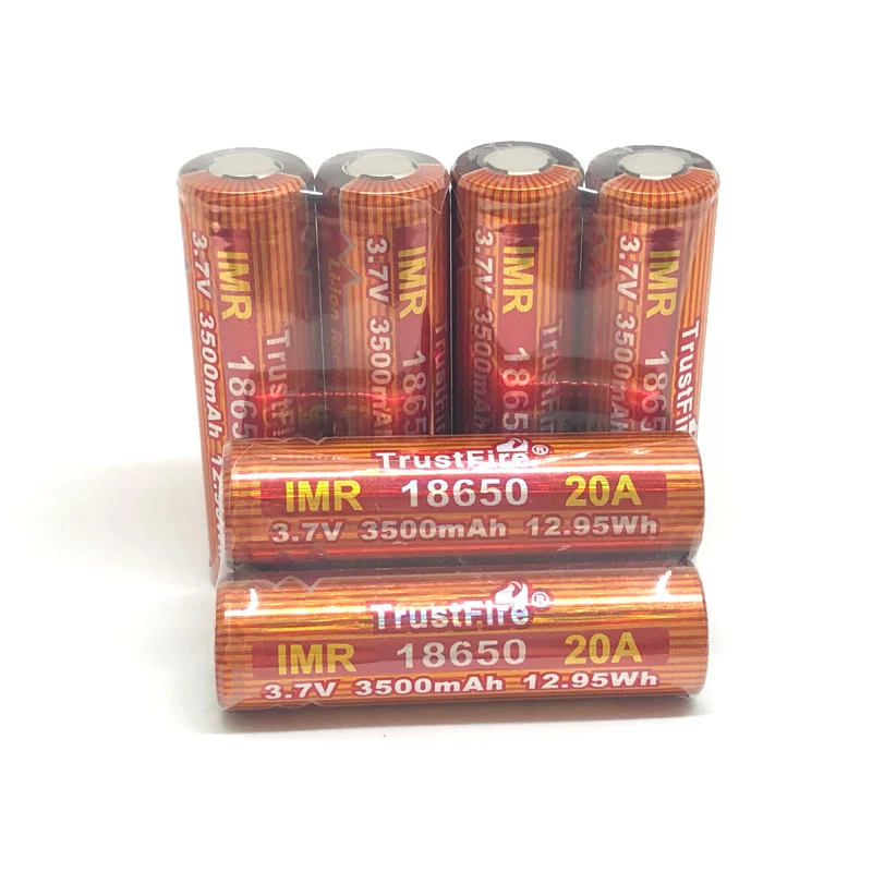 9pcs/lot TrustFire IMR 18650 3500mAh 3.7V 20A 12.95Wh High-Rate Rechargeable Lithium Battery for E-cigarettes LED Flashlights