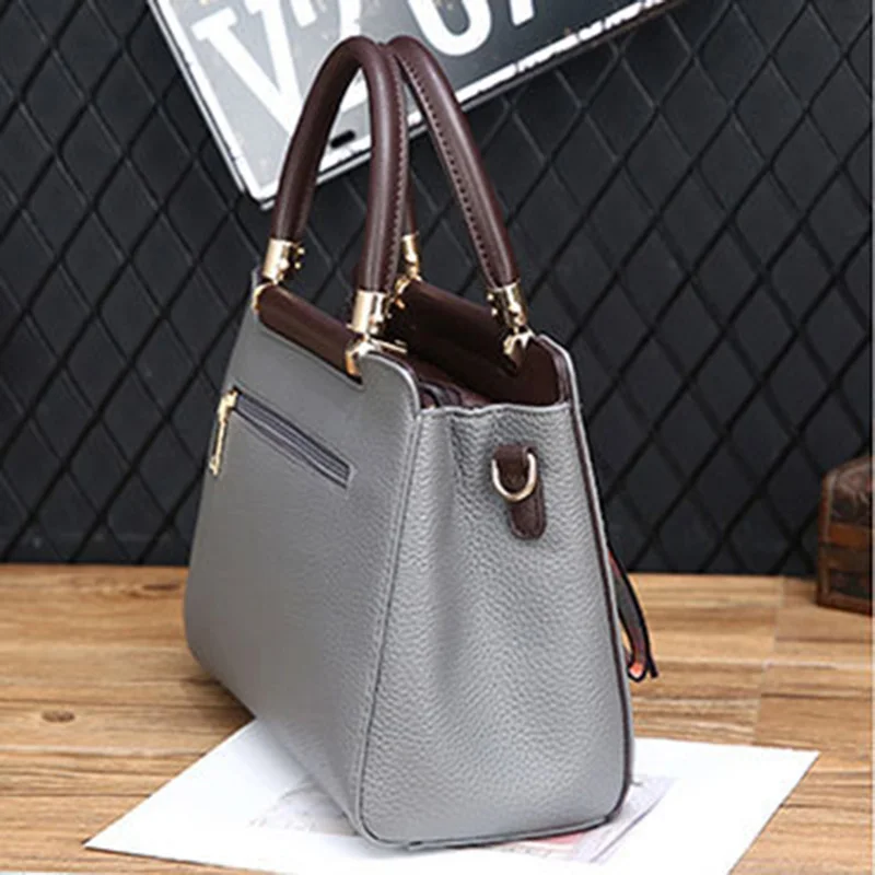 Women Leather Handbags Tassel Female Stitching Messenger Shoulder Bag Ladies Crossbody Bags Bolsa Top-Handle Purse Tote SS7236 (2)
