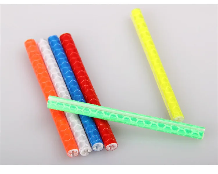 

12PCS/Lot ABS Bicycle Reflective Material Wheel Rim Spoke Mountain Road Bike Strip Reflector Warning Light Tube Sticker Decals