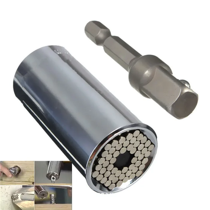 

2 Pcs/Set Magic Spanner Grip Multi Function Universal Ratchet Socket 7-19mm Power Drill Adapter Car Hand Tools Repair Kit