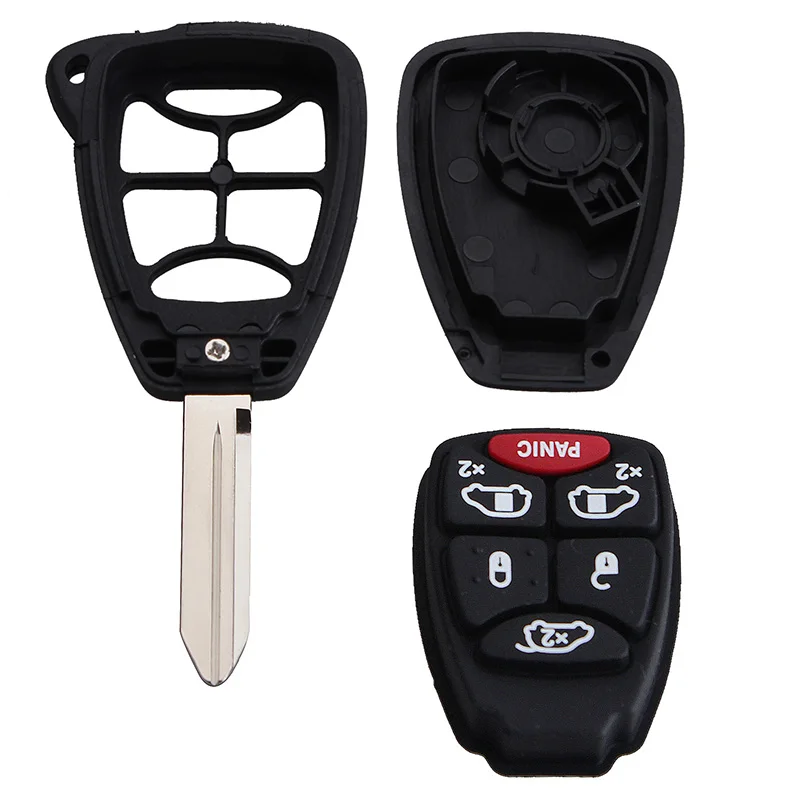 

MAYITR 6 Button Remote Key Fob Case Shell + Key Blade Replacement Car Key Cover for Chrysler Town & Country Dodge Grand Caravan
