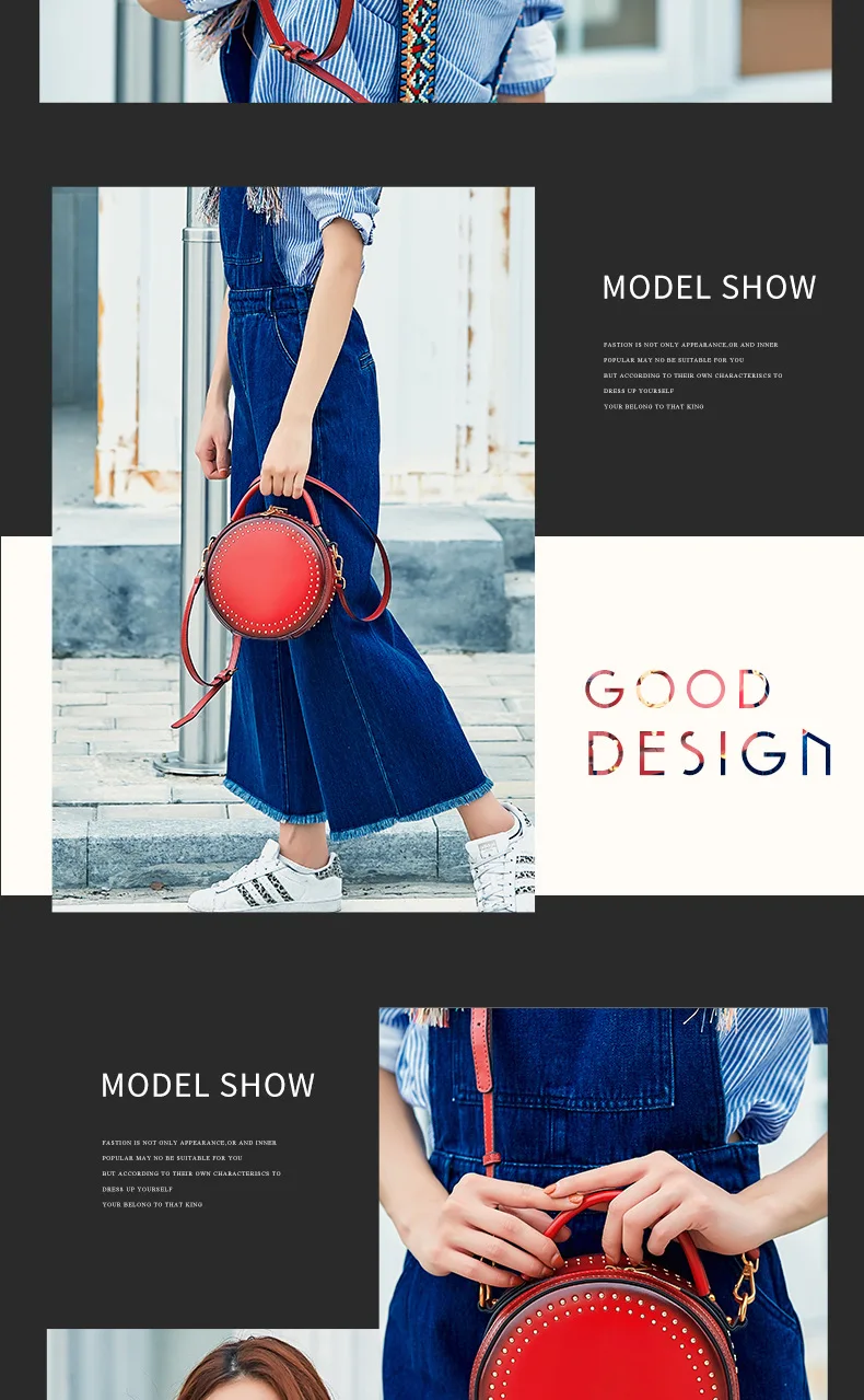 Branded fashion bags reather vintage round bag women's handbags genuine leather female bag (3)