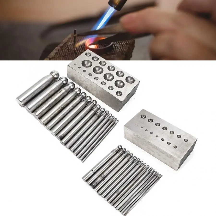 

Professional Jewelry Dapping Block Tool Jewelry Goldsmithing Bell Beads Processing Manufacturing Jewelry Making Tool 14 /15 Pit