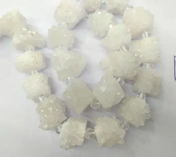 

15-25mm full strand Natural Agate slice Rock crystal clear white nuggets Raw Diamond Rough Nuggets diamonds april birthstone bri