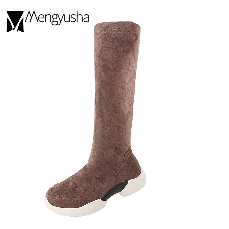 Новый дымоход slim leg botas высококлассные стадо стрейч Длинные носки сапоги на