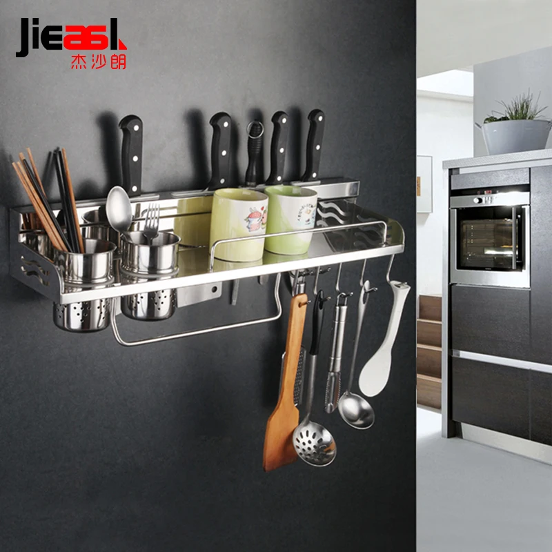  Monolayer 304 Stainless Steel Kitchen Shelf Seasoning Rack Kitchen Wall Hanging Storage Turret Supp - 32844601710