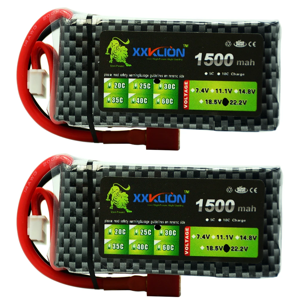 

2pcs XXKLION RC Lipo Battery 22.2V 1500mAh 25C 30c 35c 40c For Helicopter RC Model Car Airplane Multirotor free shipping