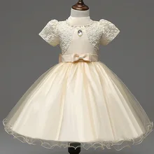 Dentelle fleur fille robes tulle ivoire jaune bleu or rose enfants princesse costumes de mariage enfants vêtements mode robes de partie