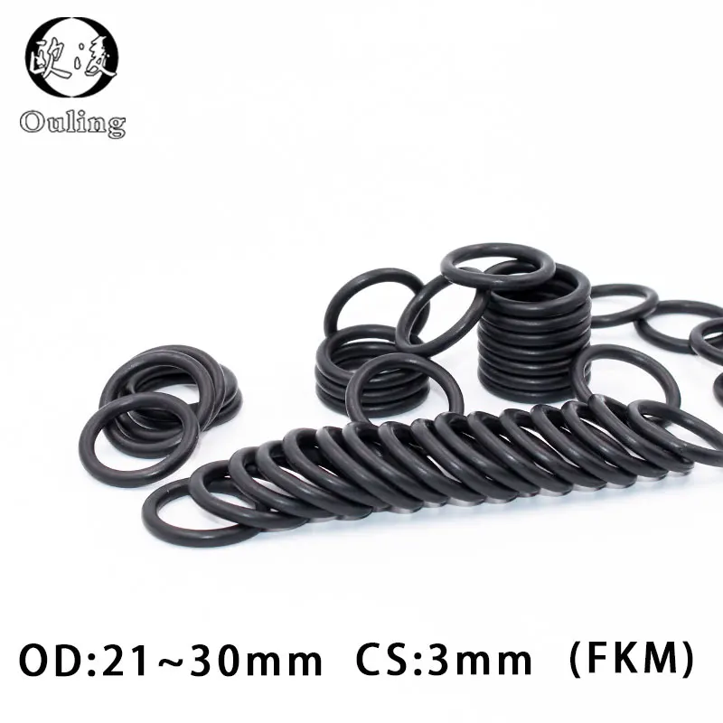 

5PCS/lot Rubber Ring Black FKM/Viton O ring Seal OD21/22/23/24/25/26/27/28/29/30*3mm Rubber O-Ring Seal Oil Ring Fuel Gaskets