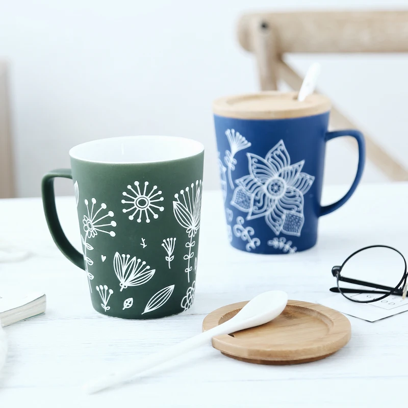 Creative Ceramic Mug with Cover Special Slotted Cup Storage Saver Mug ...