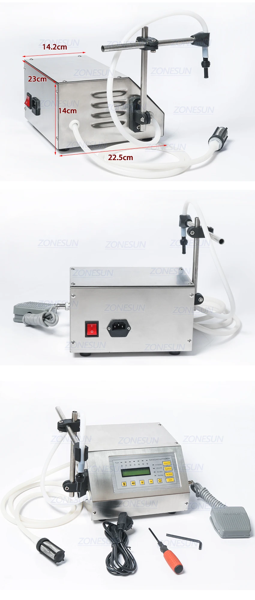 ZONESUN 5-3500 мл точная цифровая машина для наполнения жидкостью с ЖК-дисплеем, машина для наполнения парфюмерных напитков, воды, молока, флаконов, наполнитель флаконов