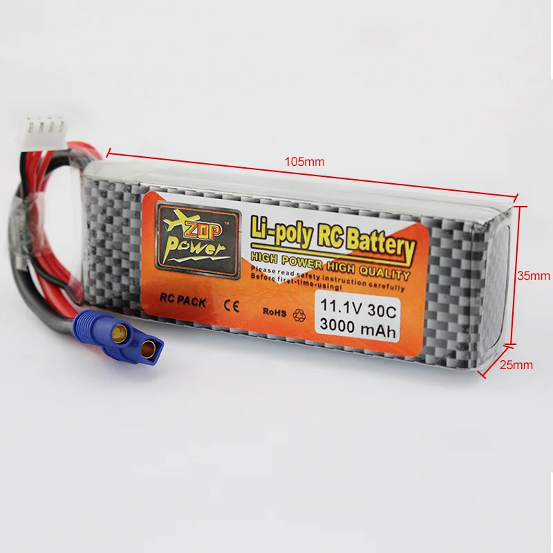 Литий полимерная батарея 11 1 В 3000 мАч 3S 30C EC3 XT60 T Plug Zop Power для Blade 350QX/450 RC вертолет