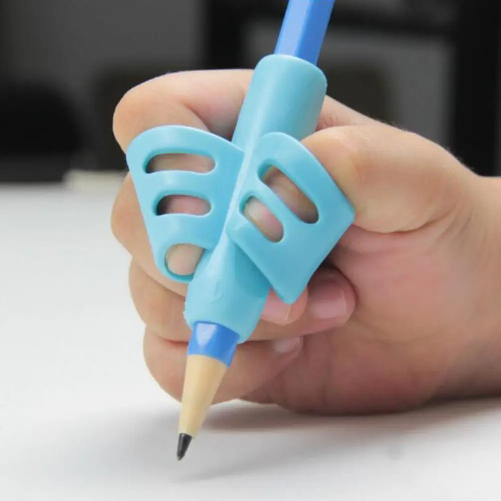 

3pcs Two-Finger Pen Holder Silicone Baby Learning Writing Tool Correction Device Pencil Set Stationery Correct Finger Position