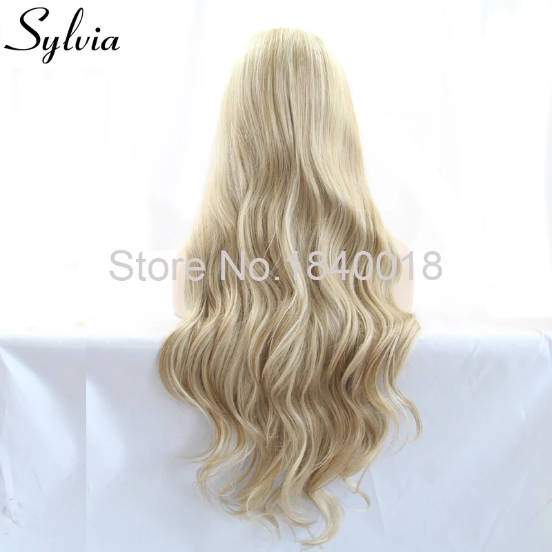 Sylvia блонд/белые разноцветные свободные волнистые синтетические парики на шнурках спереди Расставание натуральный блонд стойкие волокна волос для женщин