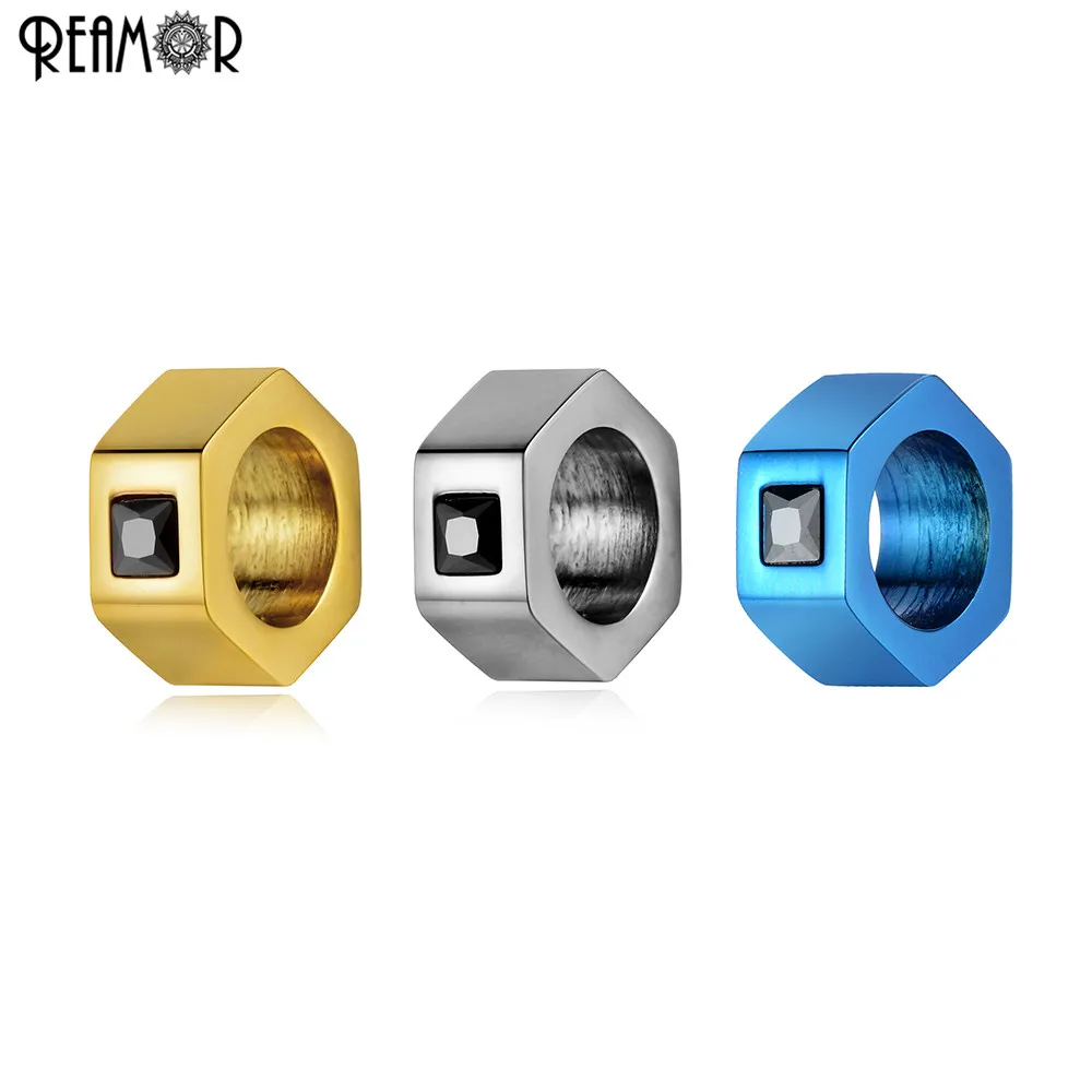 

RUIMO DIY Bracelet Beads 316L Stainless Steel Beads For Jewelry Making 6mm 8mm Big Hole Plating Gold Blue Bead CZ Bead