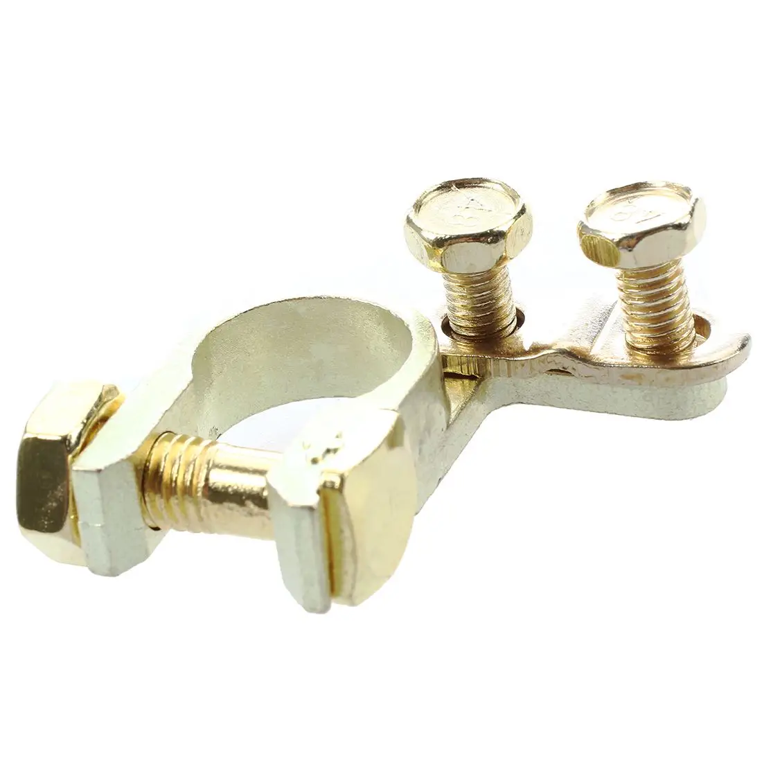 

2 Pcs Gold Tone Car Battery Terminals Positive Negative Clamps 6V 12V