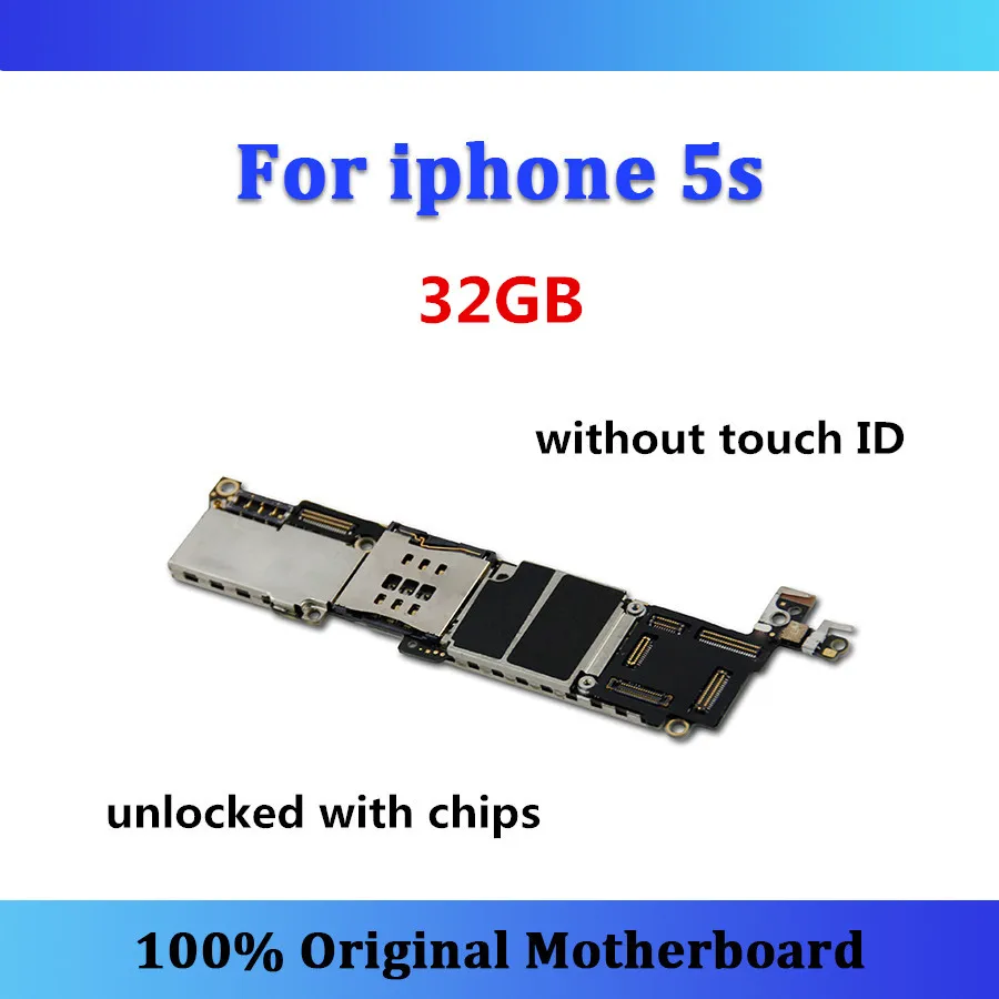

No icloud motherboard without touch ID for iphone 5S 32GB unlocked mainboard install IOS System logic board with chips card/fee