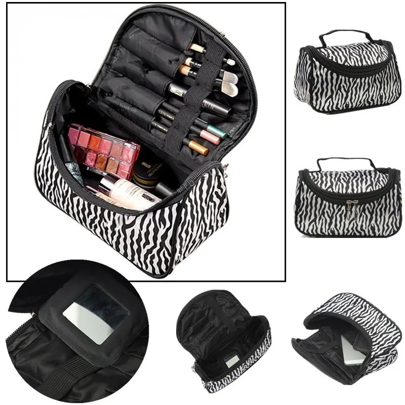 Fashion Multifunctional Portable Waterproof Women Makeup Bag Storage Organizer Box Beauty Case Travel Pouch Zebra Cosmetic Bag