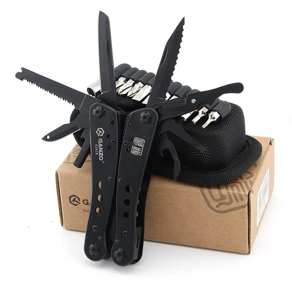 

Ganzo G201-B G201B 22in1 Multi Pliers Outdoor Multi Tool Camping Tool w/ Nylon pouch & Gift Box