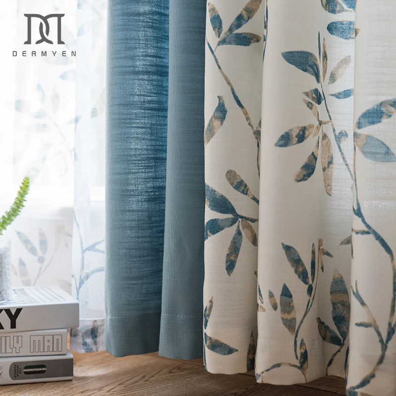 American type curtain printing cotton and linen spliced finished | Дом и сад