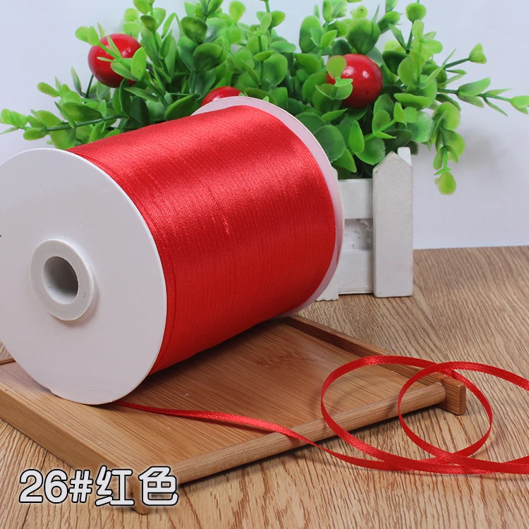 3 мм белая шелковая атласная лента ручной работы для рукоделия, шитья, Рождества, свадьбы, украшения, подарочная упаковка, 10 метров - Цвет: red