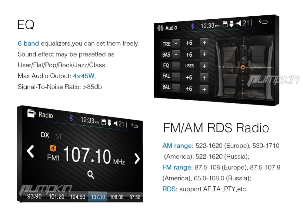 Perfect Pumpkin 2 Din 6.2" Touchscreen WINCE OS Car Radio DVD Player Support MP4 MP5 HD 1080P Video Audio FM/AM RDS Radio Player 12