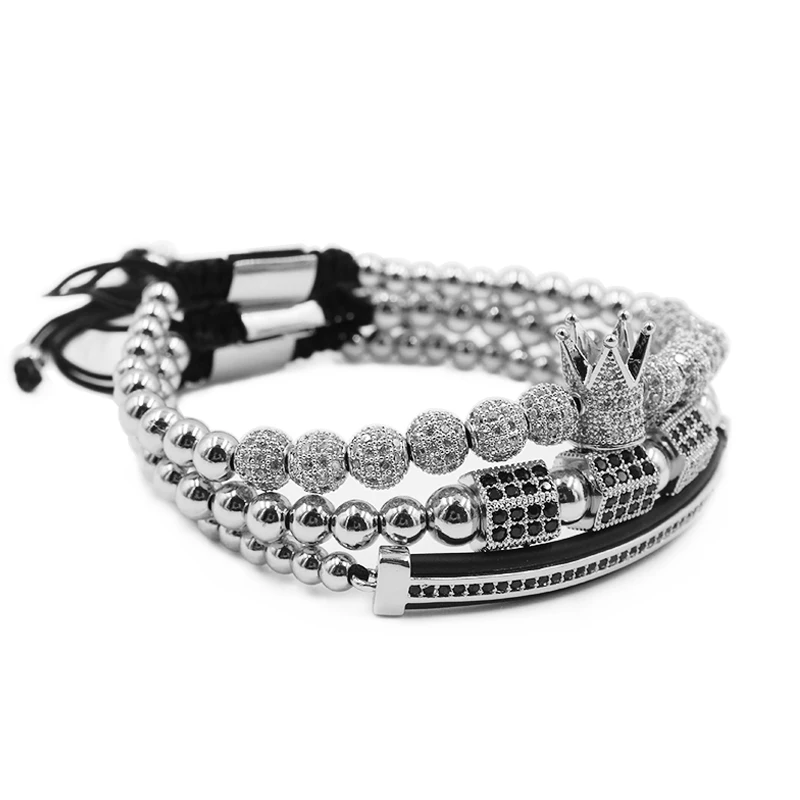 Men's Jewelry Crown Charm Studded Zircon Men's Couple Bracelet Lace Bead Bracelet Men's Bracelet Women's Bracelet Gift gift